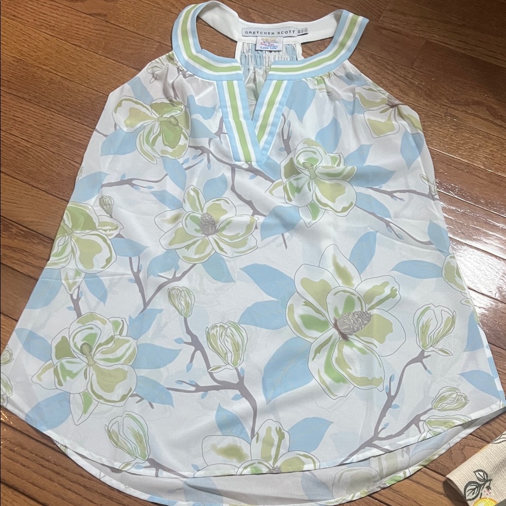 Lilly Pulitzer Floral Halter Top in Blue and Green